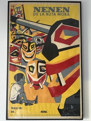 Carlos Raquel Rivera 1955 Serigraph ''Nenen de la Ruta Mora'' PR Art MCM FRAMED