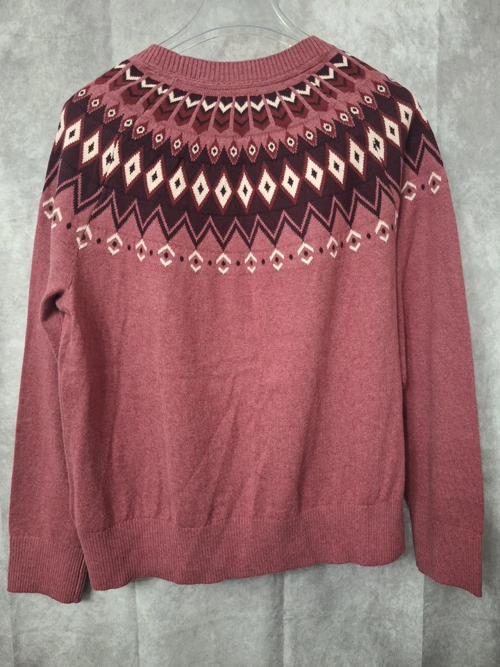 Vintage L.L. Bean Fair Isle Sweater Womens L Pullover Cotton Cashmere Nordic Ski - Image 2 of 4