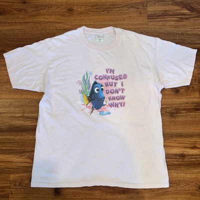 Vintage Disney Store Pink Finding Nemo I'm Confused Shirt 2XL Pixar