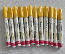 Sharpie YELLOW ink CAP Marker Paint Oil Based pink line medium point art lot 12