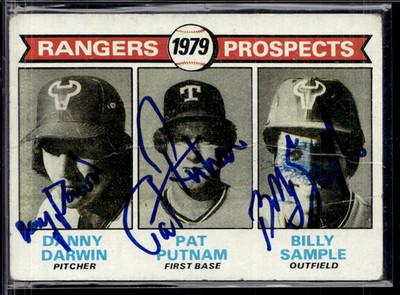 1979 Topps Rangers Prospects #713 Darwin Putnam Sample Auto LOW GRADE (creases)