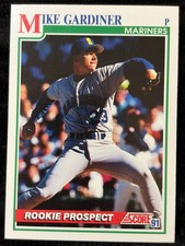 Mike Gardiner Rookie Prospect 1991 Score Baseball Card #721. rookie card picture