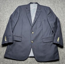 Stafford Blazer Mens 44 Navy Blue Wool Regular Fit Two Button Sport Coat Jacket