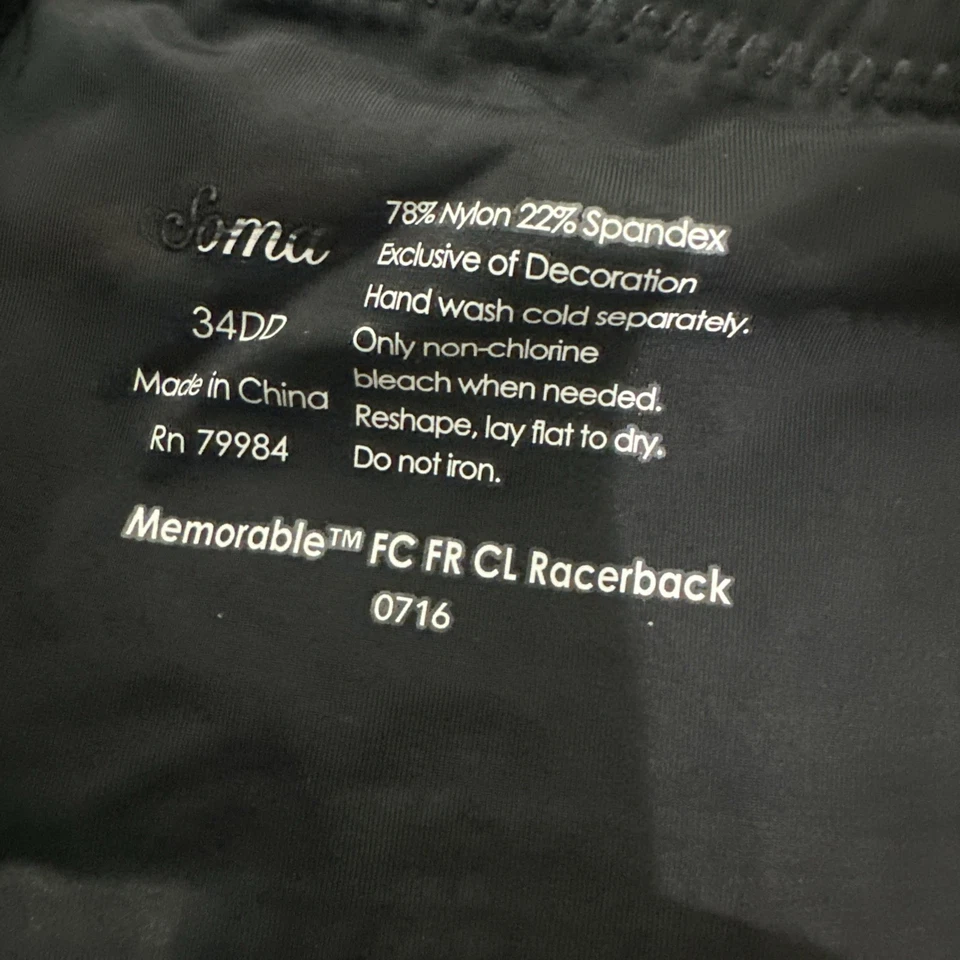 SOMA Memorable FC FR CL Racerback Talla 34DD Foto 3 de 3