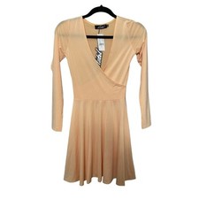 Motel Dress Mini Long Sleeve Surplice Neckline Fit Flare Urban Outfitters XS NWT