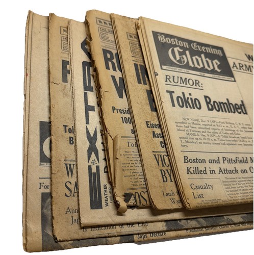 6 World War 2 II Newspapers 1941 44 45 Tokio Bombed Germany Invasion Eisenhower