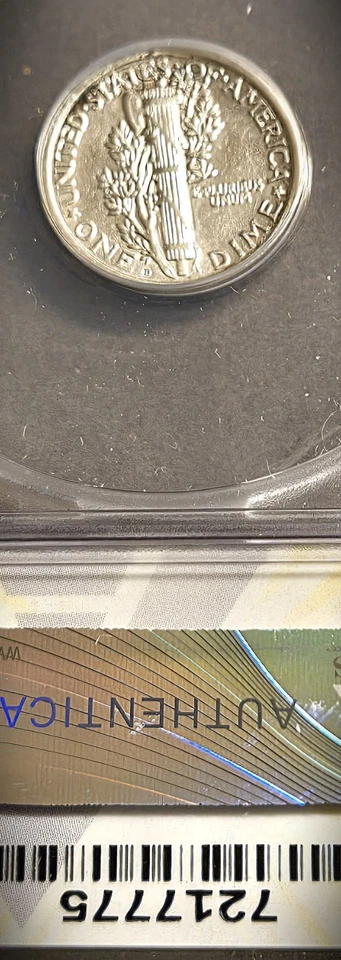 1924-D MERCURY 10 CENTS** ANACS EF-45 DETAILS ** (7428) - Image 2 of 2