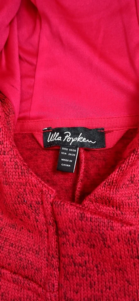 Chaleco de punto para mujer Ulla Popken rojo talla 54/56 talla grande capucha RV bolsillos largos - Imagen 3 de 4
