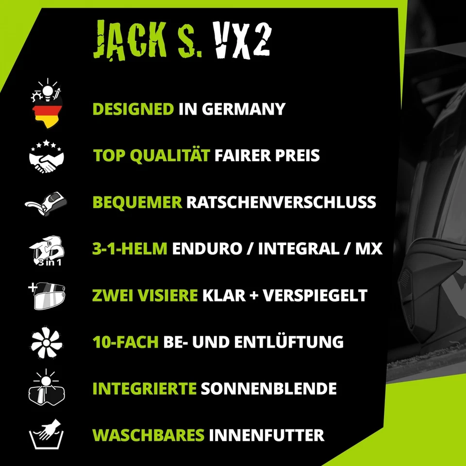 Broken Head Enduro Helm Jack S. VX2 Rot + Rot Verspiegeltes Visier - Bild 3 von 4