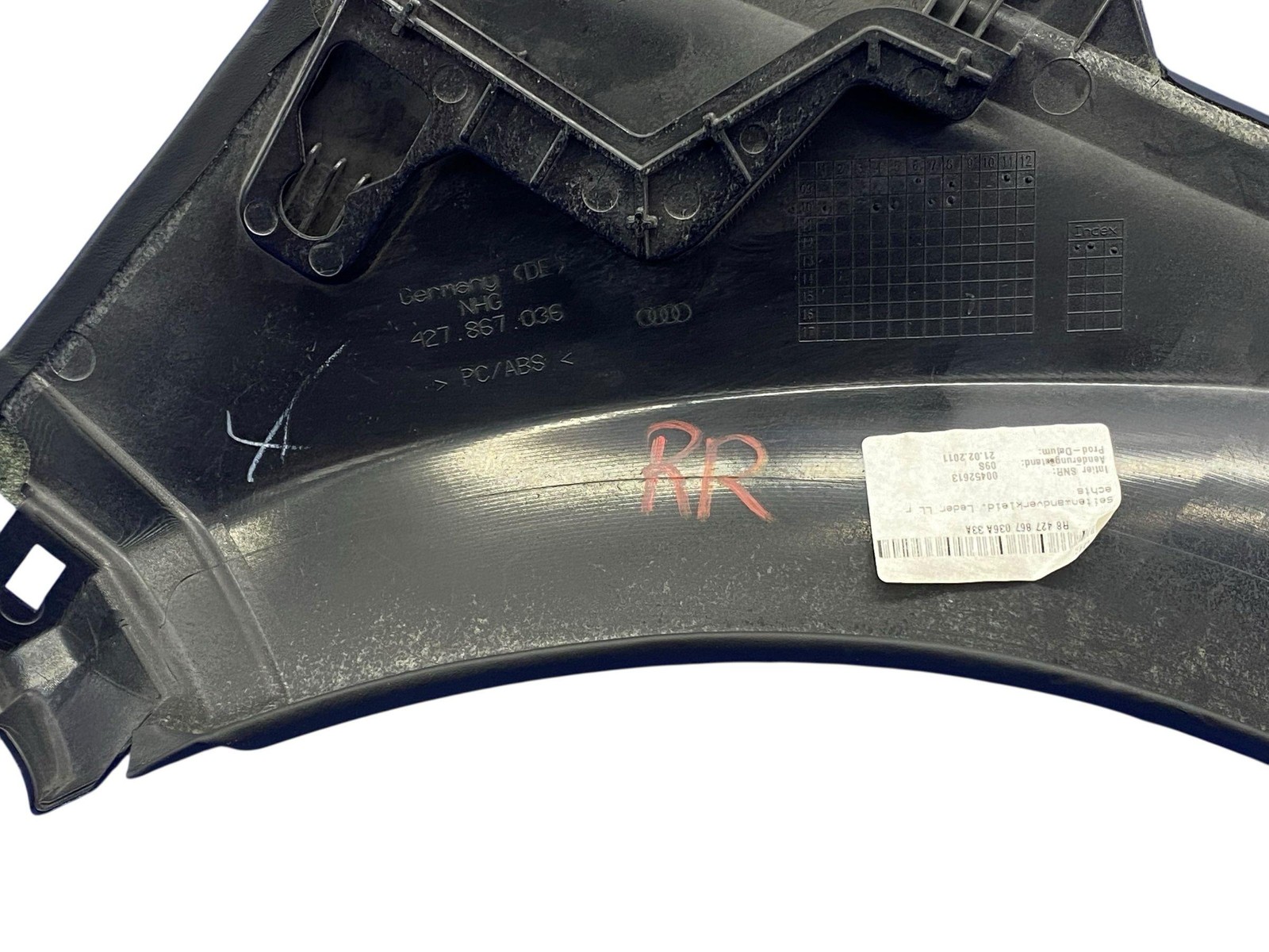 2008-2015 AUDI R8 REAR LEFT RIGHT LOWER QUARTER TRIM COVER PANEL SET BLACK OEM