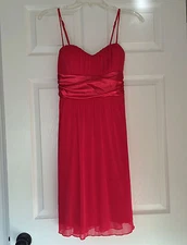 SPEECHLESS Bright Hot Pink Party Cocktail Adjustable Strap Tie Back Dress M EUC