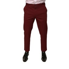 DOLCE & GABBANA Pants Maroon Cotton Men Skinny Dress Trouser IT52/W38/XL 570usd