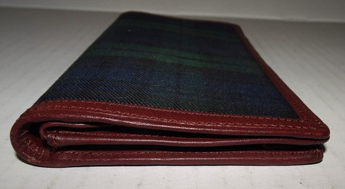 POLO RALPH LAUREN VTG Blackwatch Navy/Hunter Plaid Long Bifold Leather Wallet - Picture 11 of 15