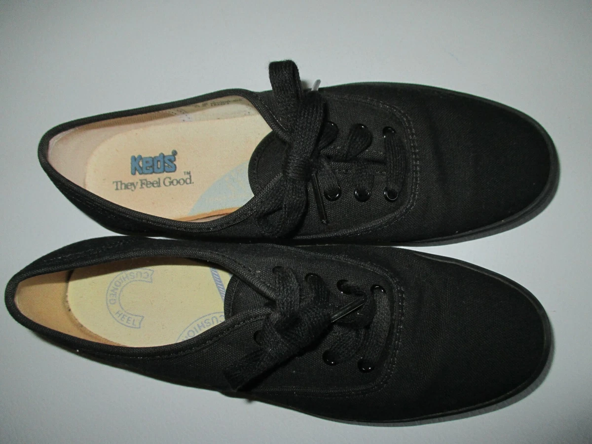 Keds BLACK Oxford Canvas Sneaker Women s Shoes Lace Up WK 2774 M