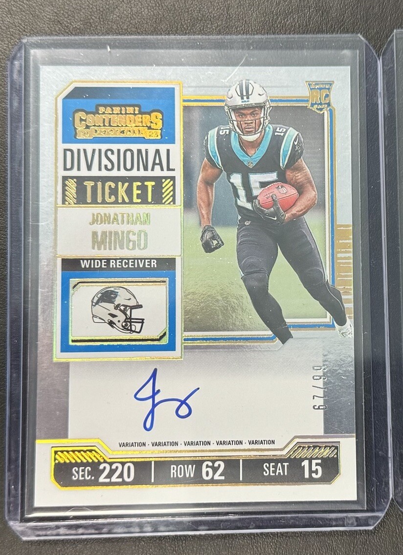 2023 Contenders Jonathan Mingo Divisional Ticket On Card Variation Auto #d /99