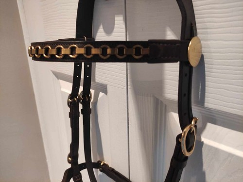 BEAUTIFUL SOFT LEATHER CHAIN LINK IN-HAND SHOWING SHOW BRIDLE - HAVANA or BLACK - Picture 2 of 6