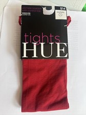 NWT HUE - Super Opaque Tights With Control Top Size 1 100-150 lbs Deep Red
