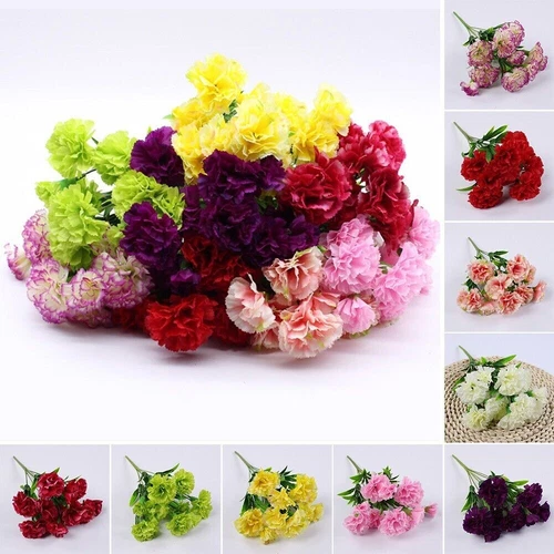 Artificial Carnation Fake Flower Bush Bouquet Home Wedding decor @ - Picture 1 of 31