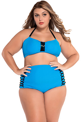 Badeanzug Bikini High Waist Schnürer Übergröße Swimwear Swimsuit XXXL