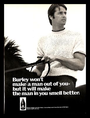 1969 Old Spice Burley Cologne After Shave Vintage PRINT AD Horseback Riding 60s