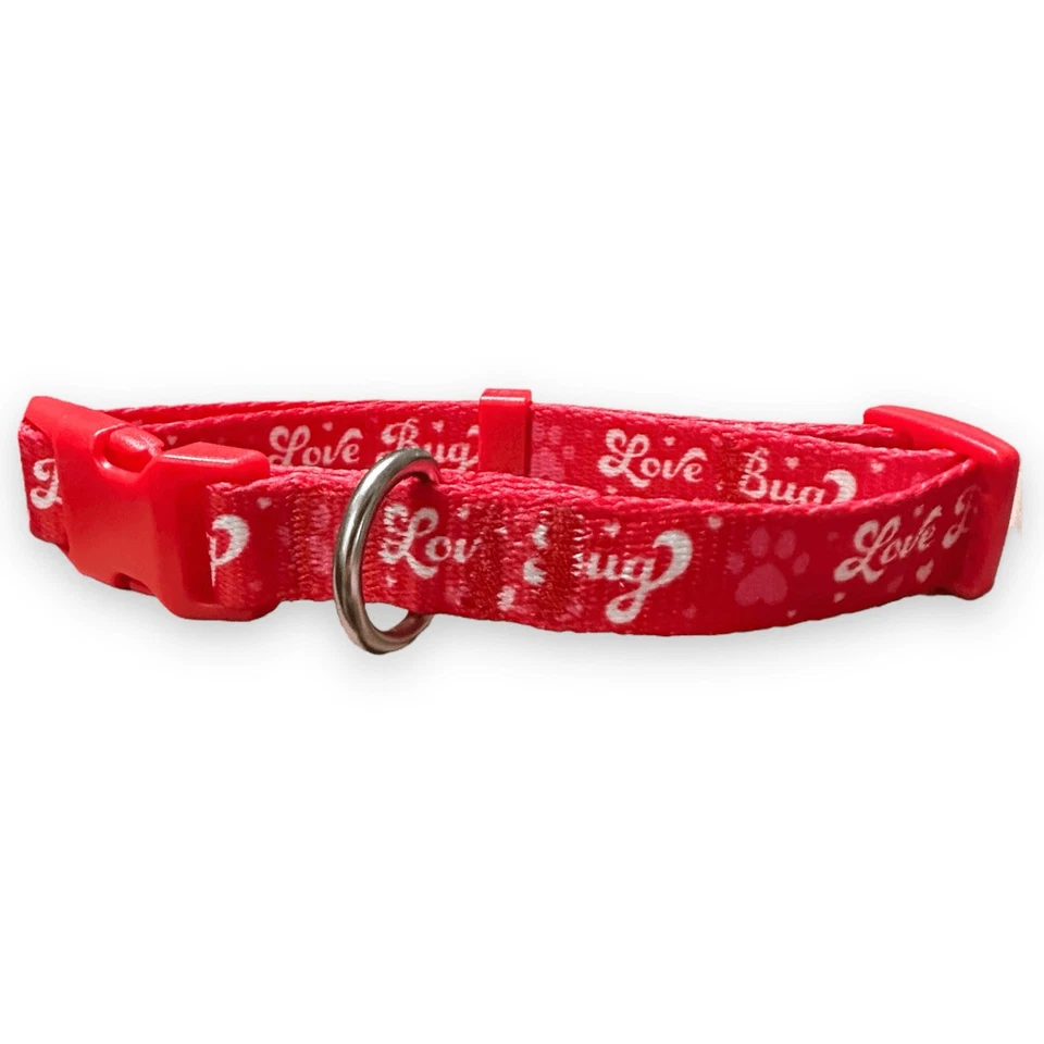 Top Paw Valentine's Day Love Bug Red Dog Collar Size Medium Adjustable D Ring - Image 2 of 4