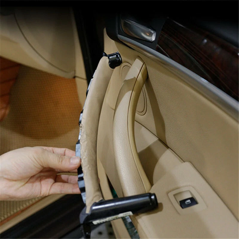 1 juego de reemplazo de manija de puerta interior de coche ABS de cuero real beige para BMW X5 E70 07+ Foto 2 de 4