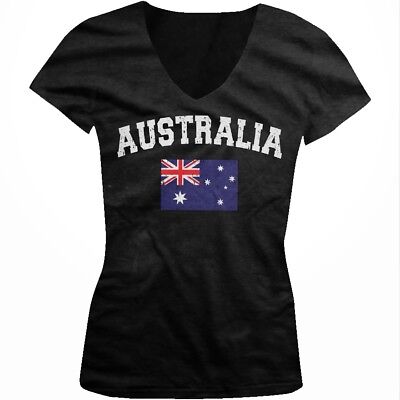 Aussie Distressed Australian Pride Nationality Flag  Juniors V-neck T-shirt