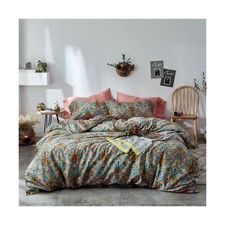 mixinni Vintage Style Garden Flower Queen Duvet Cover with Zipper Closure Sof...
