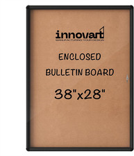 Lockable 38"x28" Enclosed Bulletin Board with Black Frame for Office  School