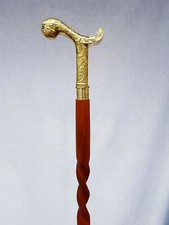 Victorian Brass Derby Head Handle Antique Shaft Wooden Walking Stick Cane Style