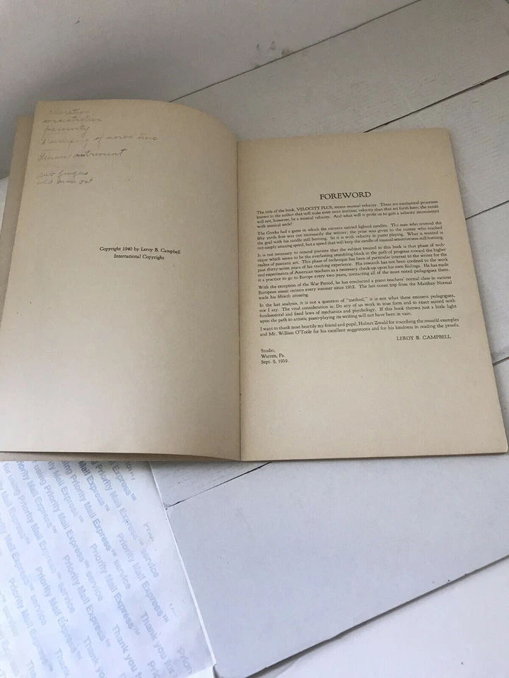 Velocity Plus By Leroy B. Campbell 1940, Author signed & dated + Course Receipt - Image 3 of 4