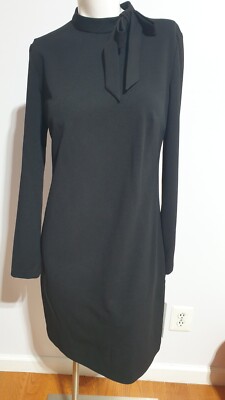 calvin klein women's long sleeve dress with tie neck detail Tie Neck Long Sleeve Shift Dress