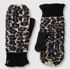 Isotoner Women's Leopard Print Winter Mittens Black One Size