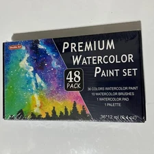 Shuttle Art 48 Pack Watercolor Paint Set, 36 Colors Watercolor Paint in Tubes...