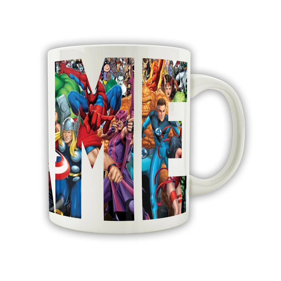 MARVEL PERSONALISED LOGO MUG Super heroes Hulk Avengers Tea Coffee Cup Name Gift - Image 4 of 4