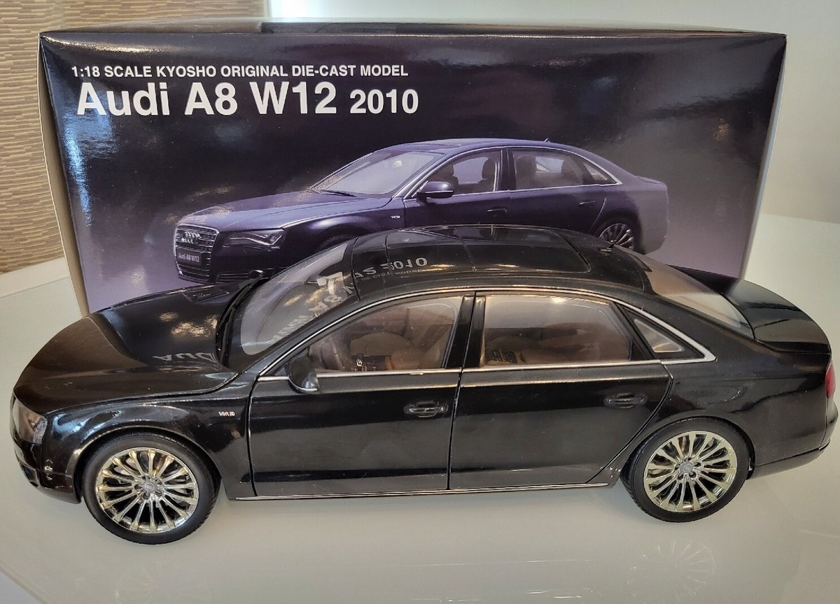 Audi A8 L W12 2010 die-cast 1:18 scale model Kyosho black 09231SBK 