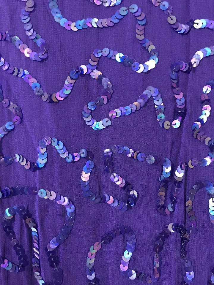 Vestido BHS Vintage Anos 90 Sem Mangas Roxo Lantejoulas Comprimento do Joelho Tamanho UK 14 - Imagem 3 de 4