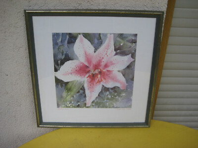 Druck Blumen Stillleben / Lilie / Shirley Felts / Pink Lily 1996 aus Sammlung