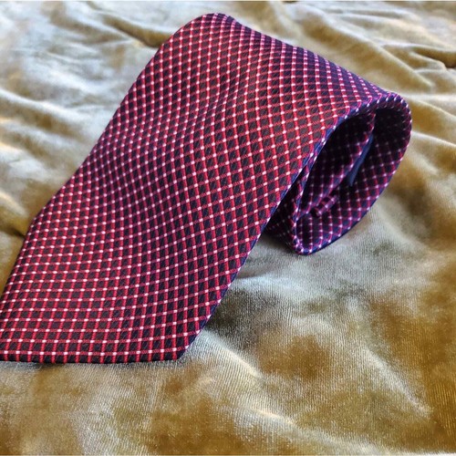 Bruno Piatelli Men's 100% Silk Necktie Red Black White Geometric Diamonds - Picture 10 of 10
