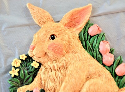 RESIN WELCOME SPRING RABBIT HANGING WALL DECORATION 9 INCHES LONG | eBay
