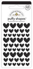 Doodlebug Self-Adhesive Stickers Puffy Heart Shapes 3 Sizes Beetle Black