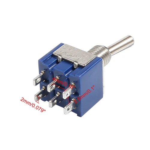 Miniatur DPDT Ein/Ein 6 Pin 2-Position Verriegelung Mini Kippschalter AC 125V 6A HOT - Bild 3 von 14