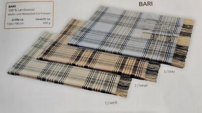 Edle Wolldecke aus 100% Lammwolle Wohn-und Reiseplaid mit Fransen 130x190cm