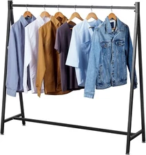 Black Metal Bedroom and Closet Garment Rack, 57 Inch Freestanding Clothing Rack