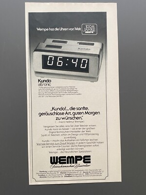 Wempe Kundo Altronic Uhr Wecker retro 1978 Vintage Ad Werbung Reklame