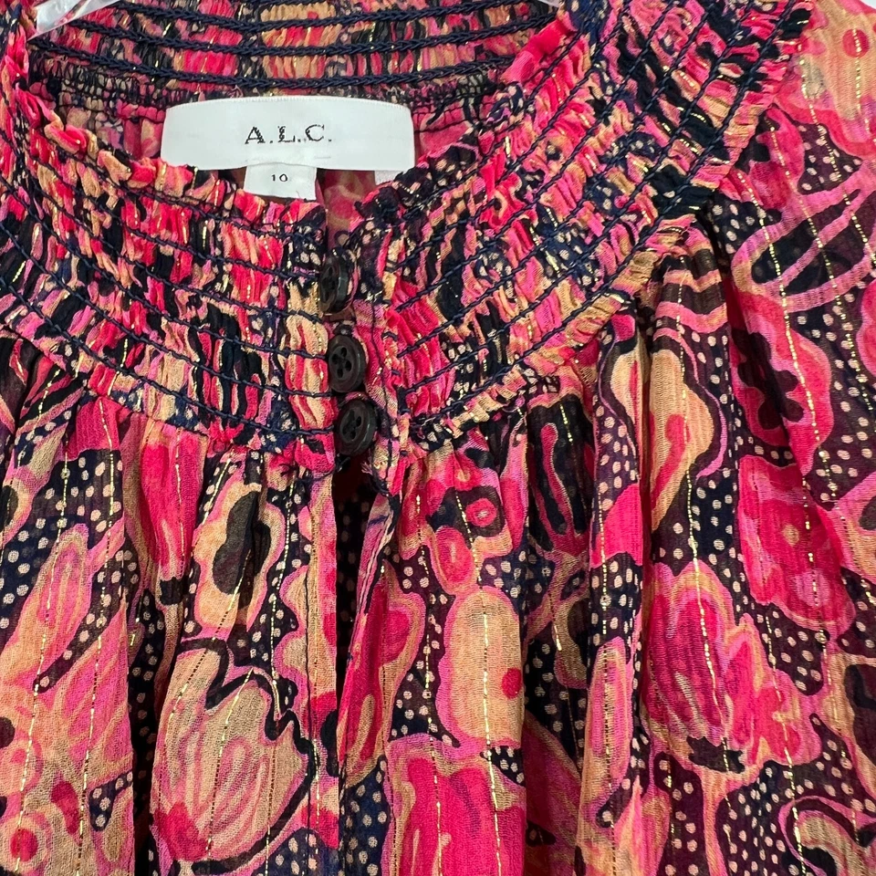 Blusa ALC Top Mujer 10 Rosa Floral Manga Acampanada Femenina Carrera Coqueta Foto 4 de 4