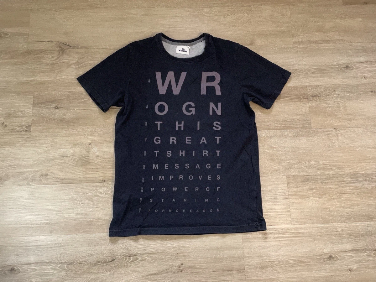 Men s Wrogn Graphic exam Shirt Sz M Black Crew Neck Short Sleeve 100 Cotton