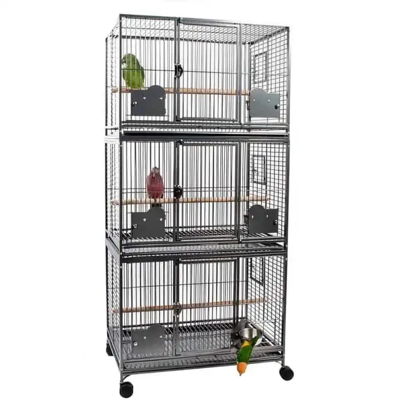 Parrot-Supplies Parrot Triple Breeding Cage Or Display Parrot Cage - Black,