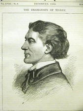 VICTORIEN SARDOU PORTRAIT 1884 Antique Art Print Matted