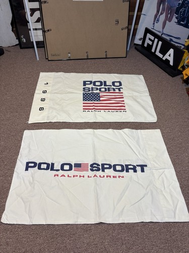 Vintage 1996 Polo Sport Ralph Lauren 2er Set Kissenbezüge weiß